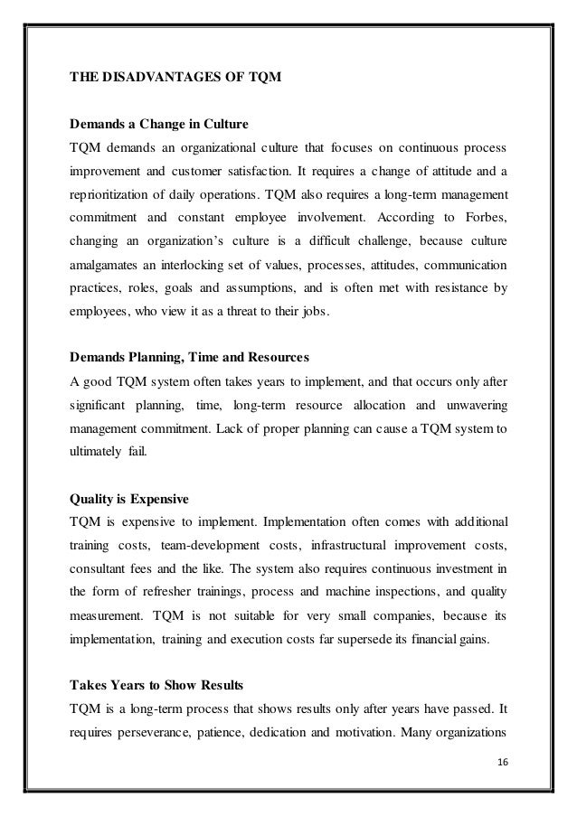 Total Quality Management - A System to Implement